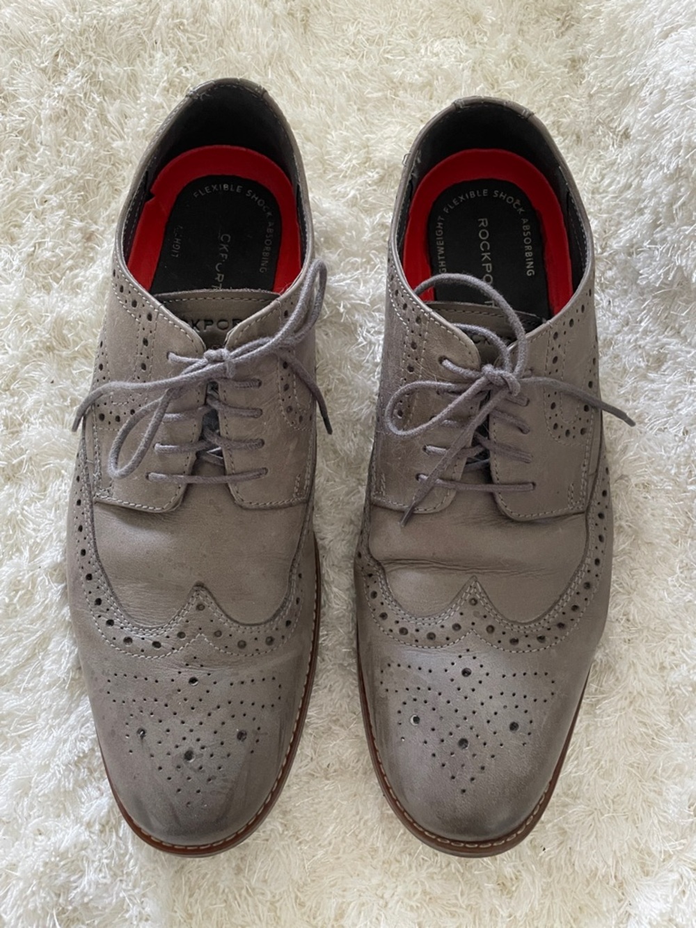 Rockport Men's Light Gray Wingtip Derby in Stone color